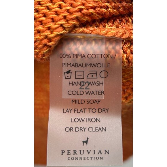 Peruvian Connection Sweater Vest Womens M/L Orange Pima Cotton Knit Oversized - Picture 4 of 7